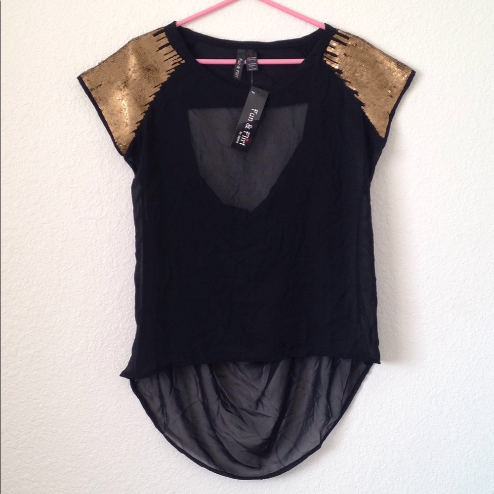FINAL MARKDOWN Ladies' NWT Fun & Flirt Sheer Sequined Top (L)